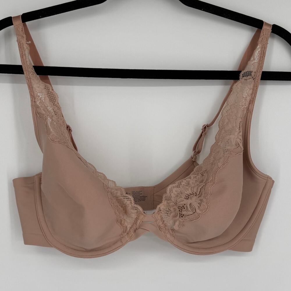 SOMA Unlined Lace Trim Plunge Bra SZ 34DD